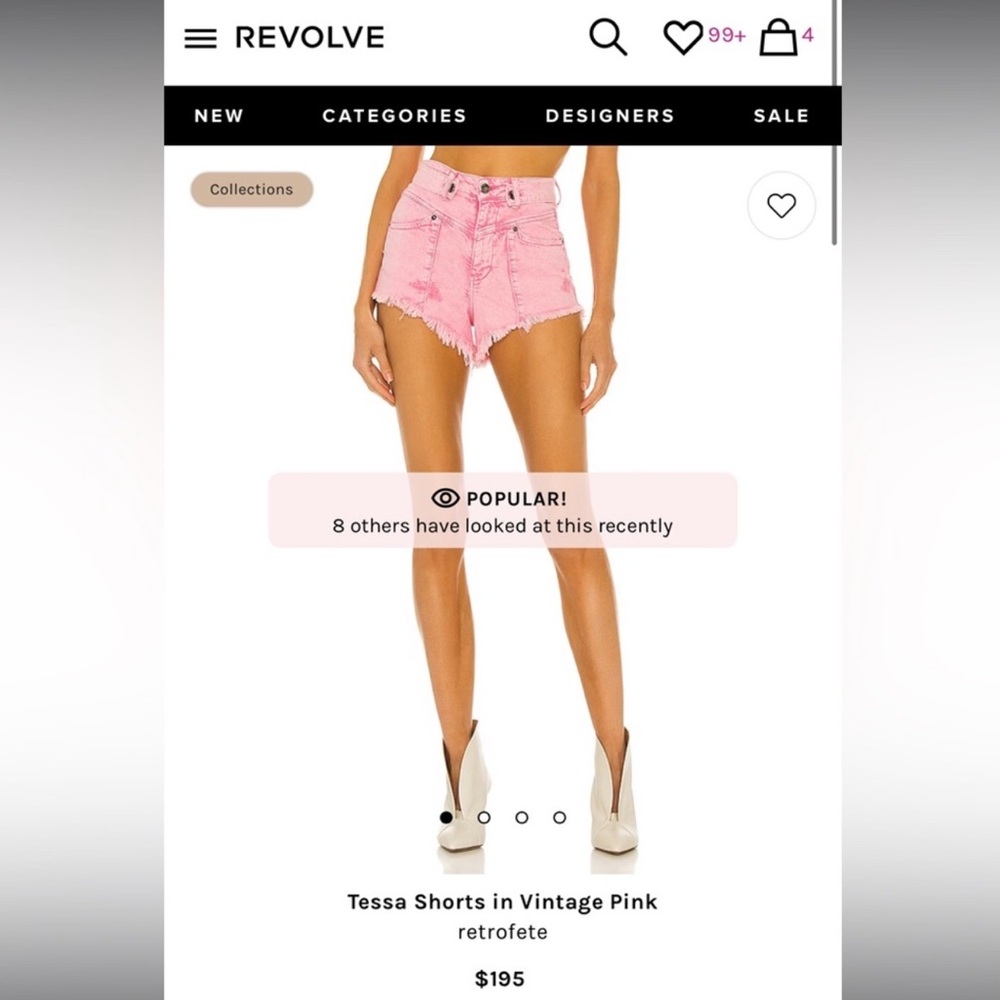 Retrofête Tessa Vintage Pink Distressed Raw Hem Festival Jean Short 26 High Rise - Picture 2 of 16